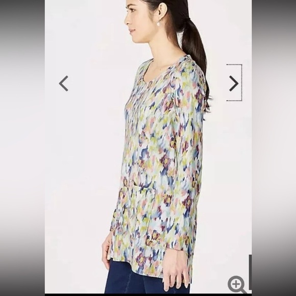 Purejill Multi Color Long Sleeve Top with 2 Front Pockets EUC Size XL - Picture 3 of 10